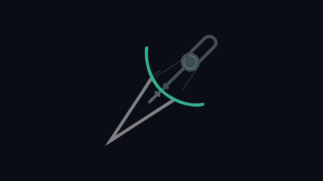 Geometric drafting compass illustration on dark background for business