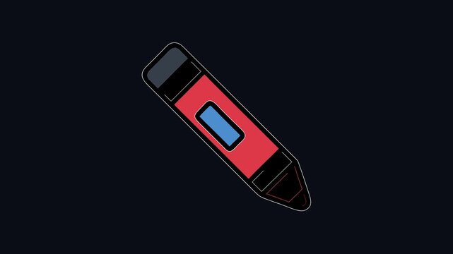 Red pencil motion icon flat design stationery concept