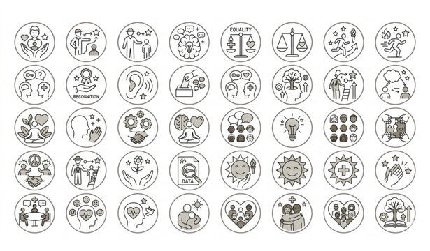 Personal Growth, Human Values, and Mentorship Circular Icon Set