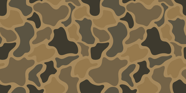 Earthy duck hunting camouflage design. Old school camo seamless pattern. Digital camouflage background. Desert camo