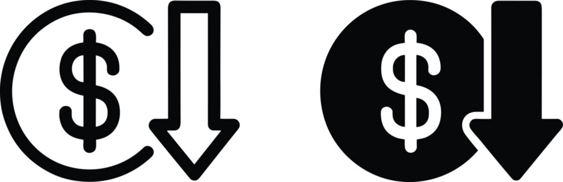 Dollar Down Arrow Financial Loss Icons