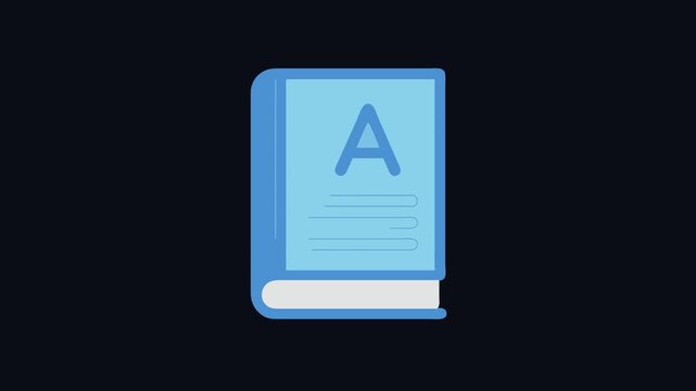A blue book with A character on the cover
