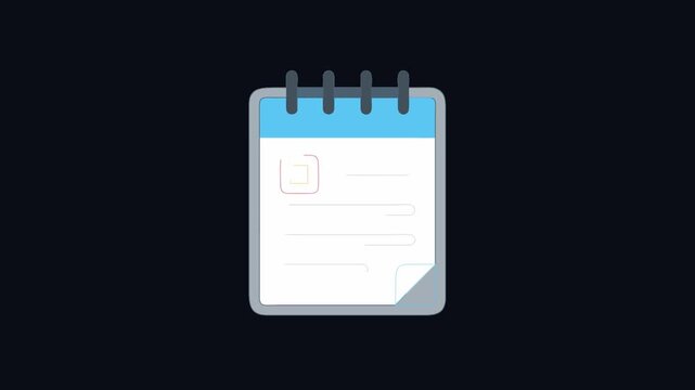 Cute notepad icon with lined paper and curled corner