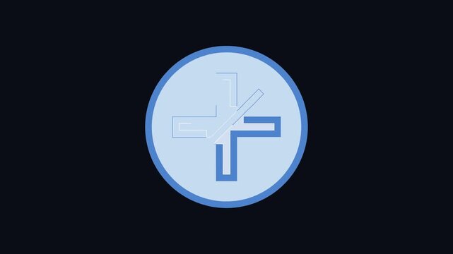 Blue plus sign with strikeout inside light blue circle