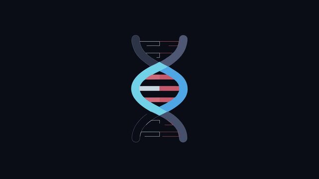 Simple flat design of DNA strand on black background