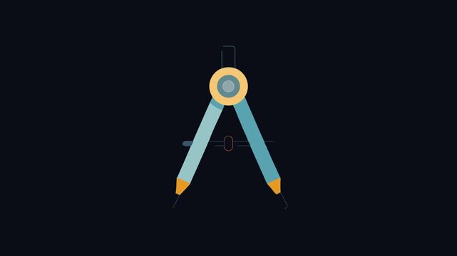 Stylized Blue Drawing Compass on Black Background for Illustration