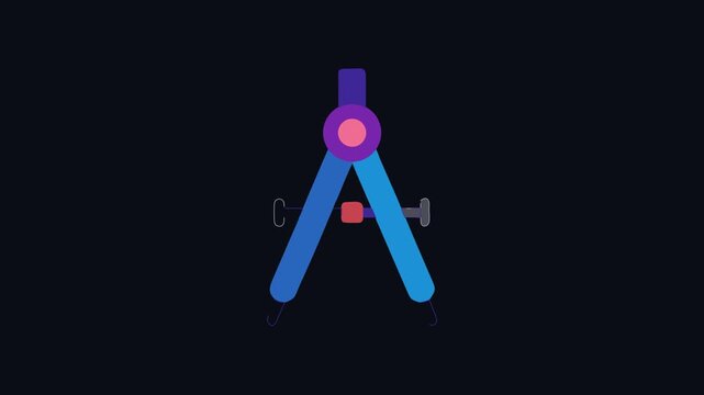 Geometric compass drawing tool with vibrant colors on black background