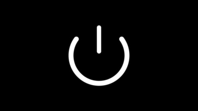 Abstract circle power button icon animation on black background, 4k video