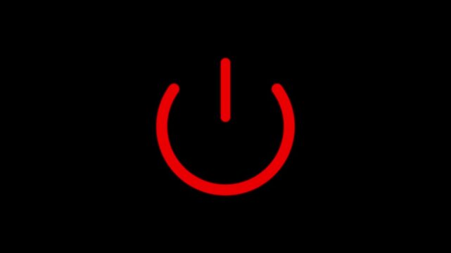 Abstract circle power button icon animation on black background, 4k video