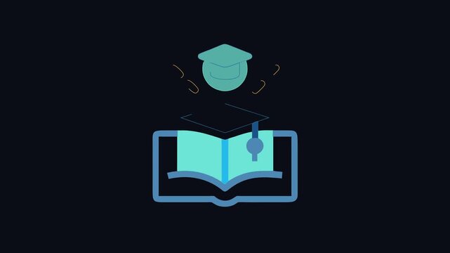 Education concept flat illustration with book and graduation cap