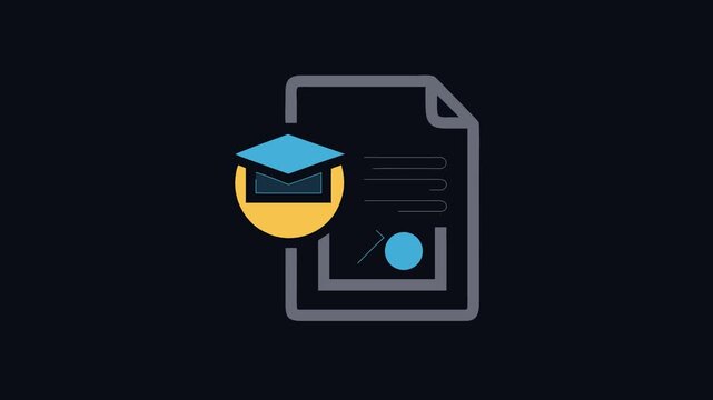 Academic achievement icon of graduate cap and form checklist