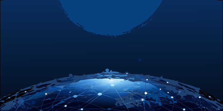 futuristic globe with network connections 3d render sphere planet technology global digital earth world internet communication data link node wireframe geometric