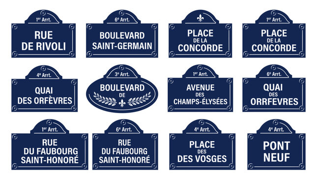 Paris Street Signs Collection: Famous Landmarks and Boulevards