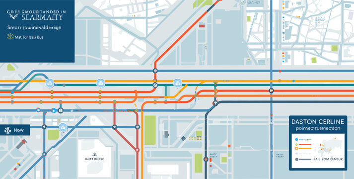 A detailed graphic representation of a complex urban subway or metro map with multiple intersecting colored lines and station indicators.
