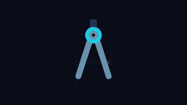 Blue geometric compass drawing instrument for mathematics or architecture