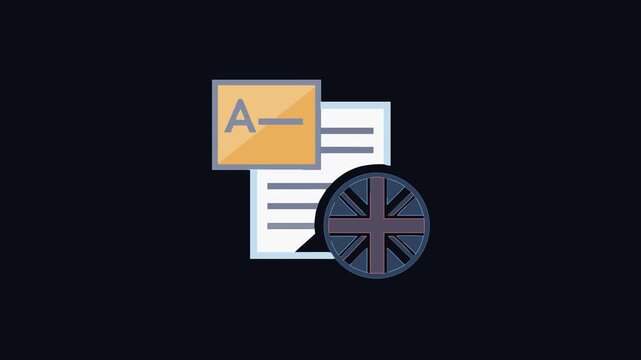 Flat design icon of language learning with British flag