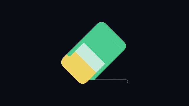 Flat design style eraser icon against black background
