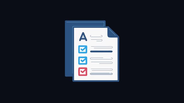 Simple checklist motion icon with A grade symbol