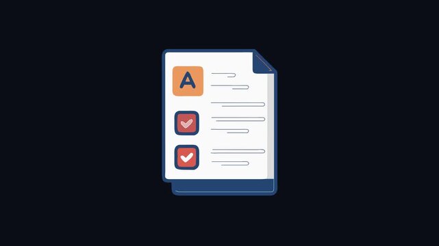 Completed checklist illustration with letter grade and check marks