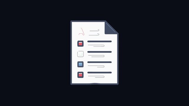 Graded paper checklist with boxes and lines simple icon