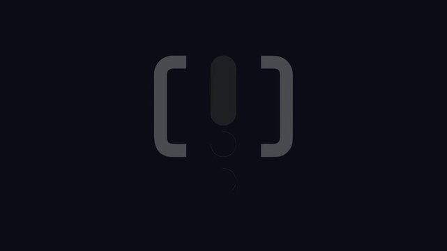 Abstract digital warning alert symbol on solid black background