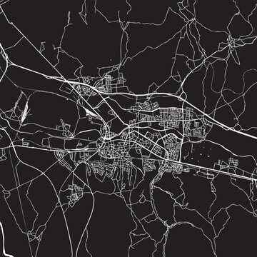 Nis Serbia city map vector illustration. Black and white street map of Nis Nisava