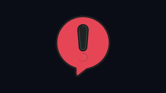 Exclamation point inside red speech bubble flat icon