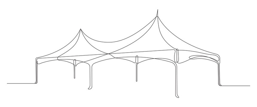 Continuous line art of a large event tent canopy