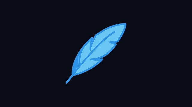 Illustration of simple blue feather against a black background