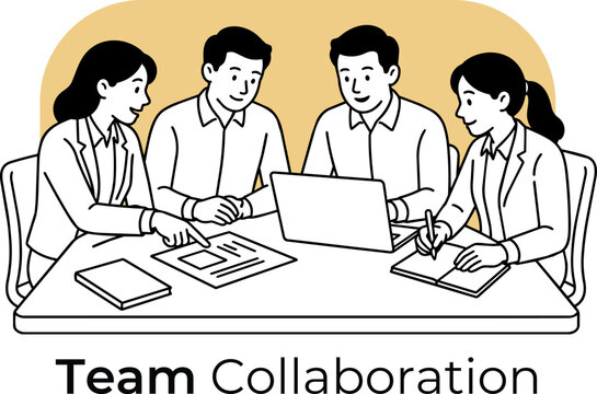 Meeting and Collaboration Team Collaboration Minimalist Vector Illustration