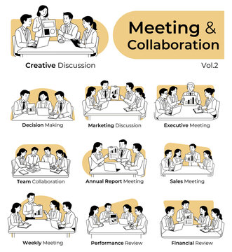 Meeting and Collaboration Vol 2 Business Office Illustration Set