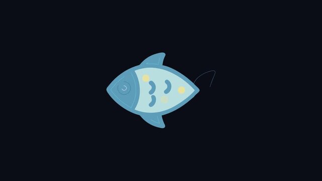 Simple light blue fish isolated on black background illustration