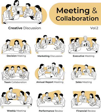 Meeting and Collaboration Vol 2 Business Office Illustration Set