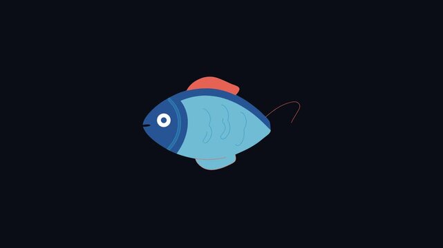 Stylized Flat Fish Illustration with Blue and Orange