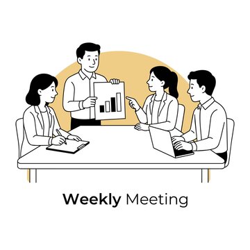 Meeting and Collaboration Weekly Meeting Minimalist Vector Illustration