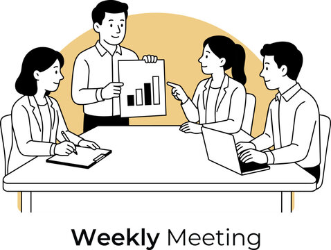 Meeting and Collaboration Weekly Meeting Minimalist Vector Illustration
