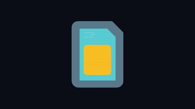 Minimalist SIM card icon on black background for telecom