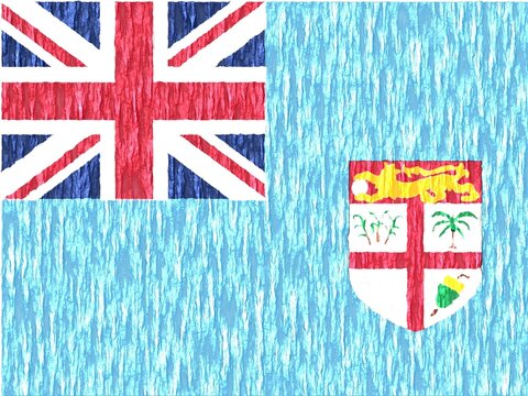 Fiji Flag with Bark Wood Texture - Digital Illustration