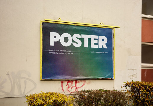 Mockup Of Customizable Billboard On Wall