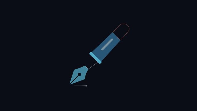 Isolated flat design ink pen illustration against black background