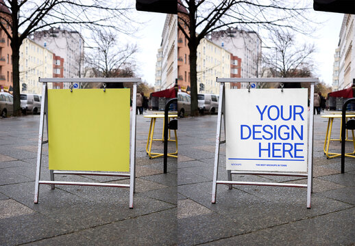 Mockup Of Customizable Square A-Frame Sign