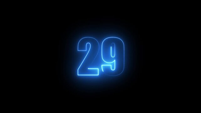 Abstract glowing neon text 15 number countdown icon. Glowing sign on black background Neon number 15 with alpha channel, simple blue neon color. Seamless loop style animation