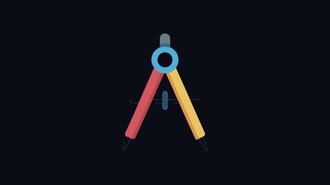 Geometric Compass Illustration for Drafting and Drawing on Black