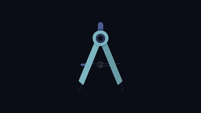 Isolated blue drawing compass representing precision on black background