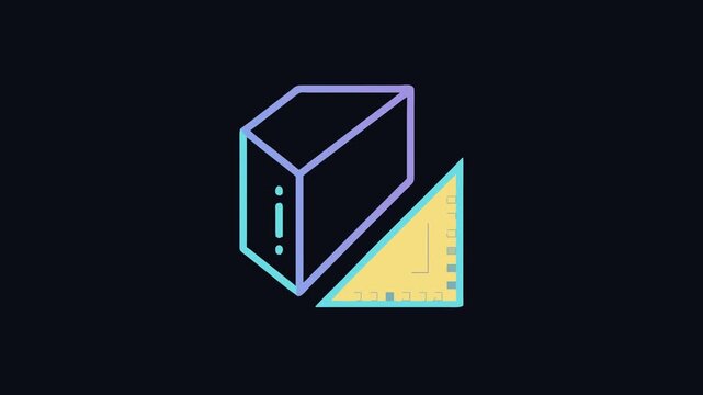 Geometric shapes box and triangle illustration over black background