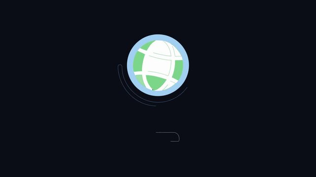 Stylized flat globe icon with stand on black background