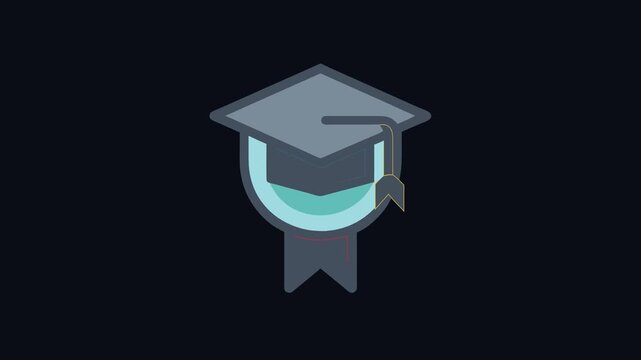 Graduation Cap Flat Icon with Diploma Award Illustration