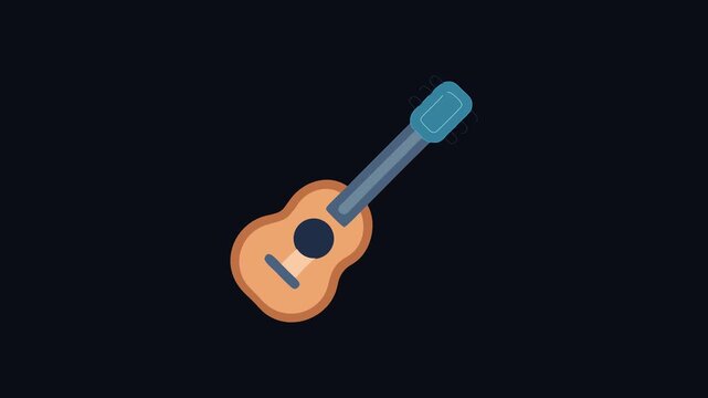 Stylized ukulele illustration with rounded edges on black background