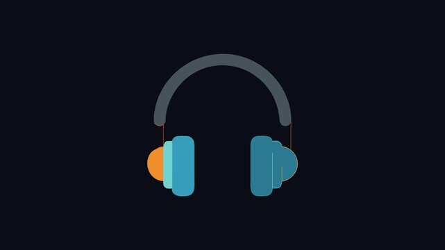 Modern style headphones with colorful design on a black background