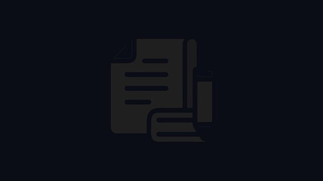 Dark glyph icon of document creation and editing process